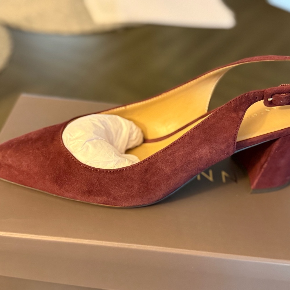 NEW Ann Taylor Red Suede Slingback Heels